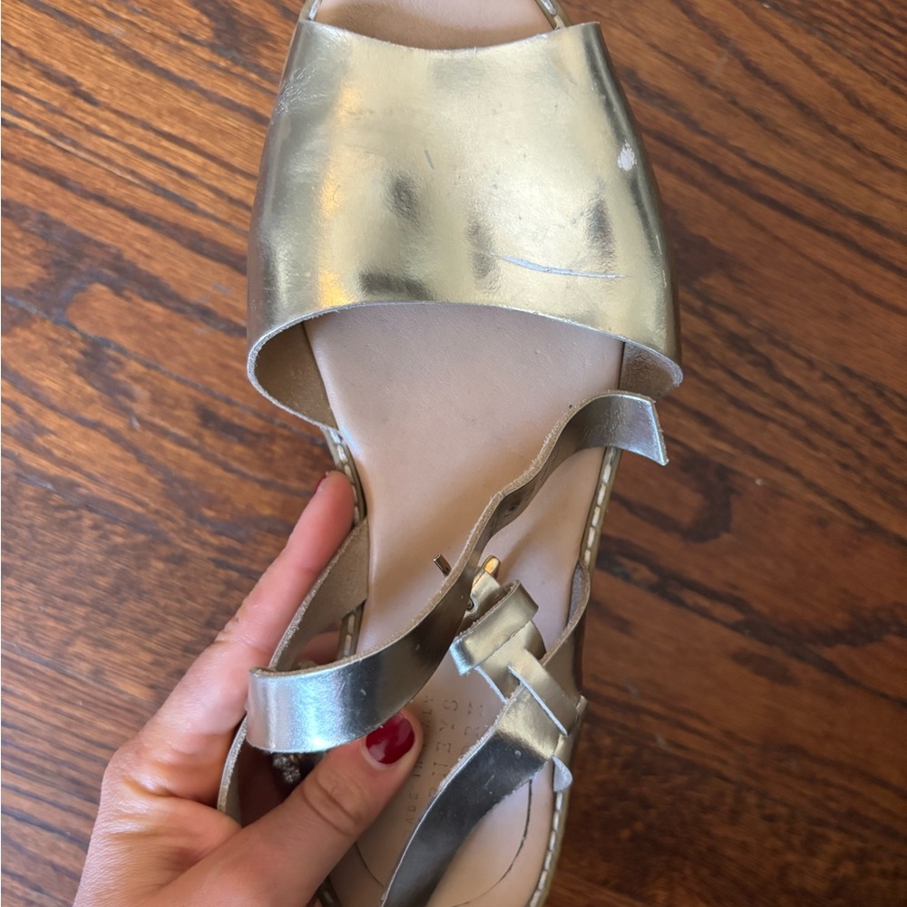 Gold Modern Sandals with Ankle Strap